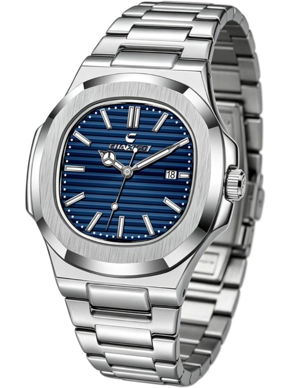 Men's Blue Silver Alloy Material Waterproof Quartz Sports Sports Wrist Watches